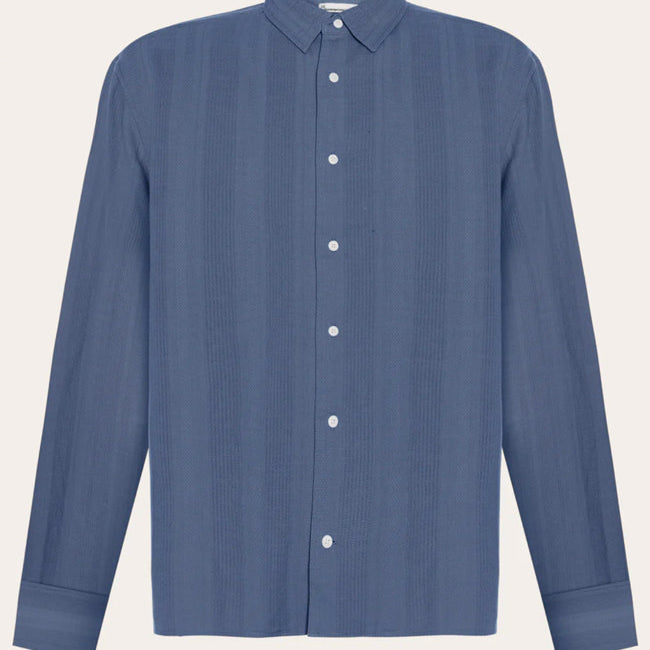 Overhemd met structuur TOM VINTAGE BLUE biologisch katoen KCA