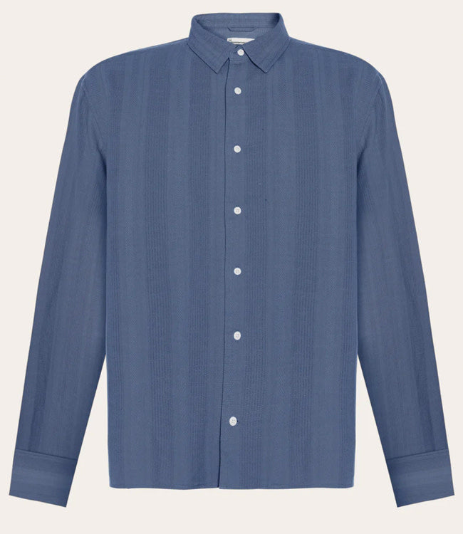 Overhemd met structuur TOM VINTAGE BLUE biologisch katoen KCA
