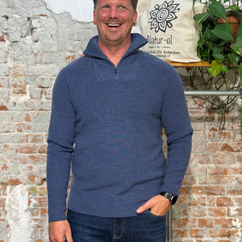 Wollen schipperstrui GEER INDIGO 100% merino KCA