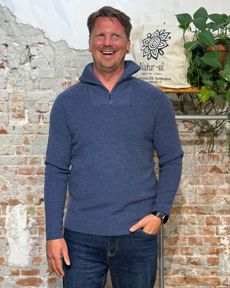 Wollen schipperstrui GEER INDIGO 100% merino KCA