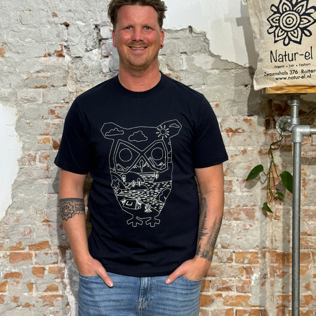 T-shirt met print TIM SKETCH OWL NIGHT biologisch katoen KCA