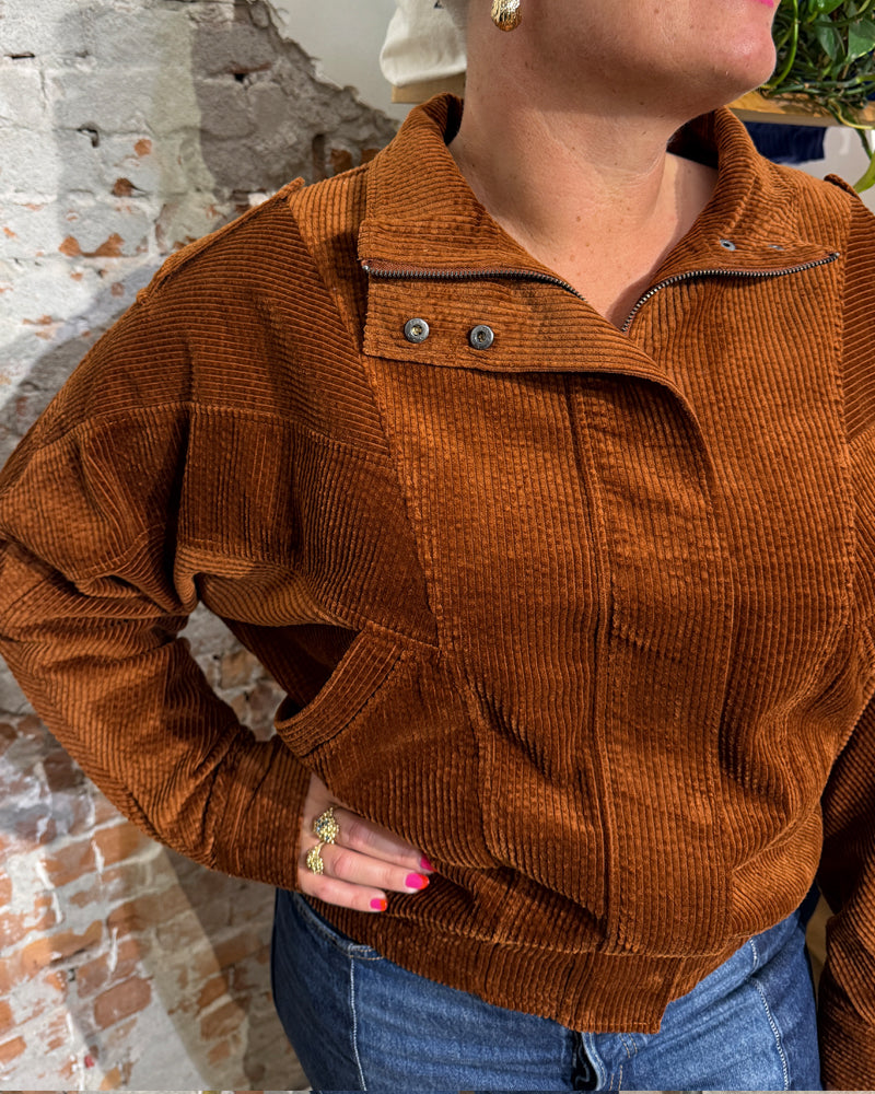 KOMODO corduroy jas HATTIE CHESTNUT biologisch katoen