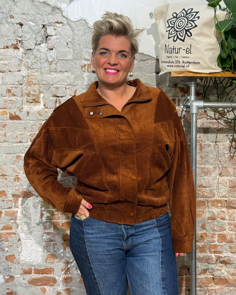 KOMODO corduroy jas HATTIE CHESTNUT biologisch katoen