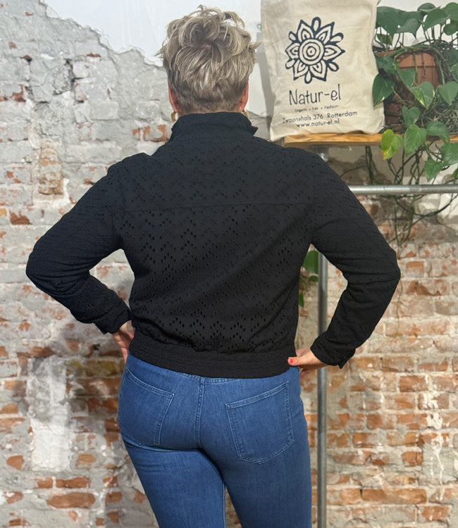 KOMODO broderie blouson jas LOTUS BLACK biologisch katoen