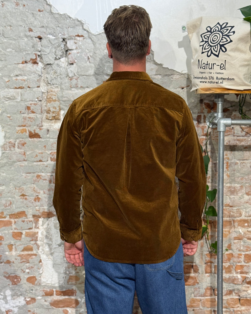 KOMODO micro corduroy overhemd OSCAR CHESTNUT biologisch katoen