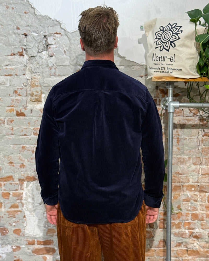 KOMODO micro corduroy overhemd OSCAR NAVY biologisch katoen