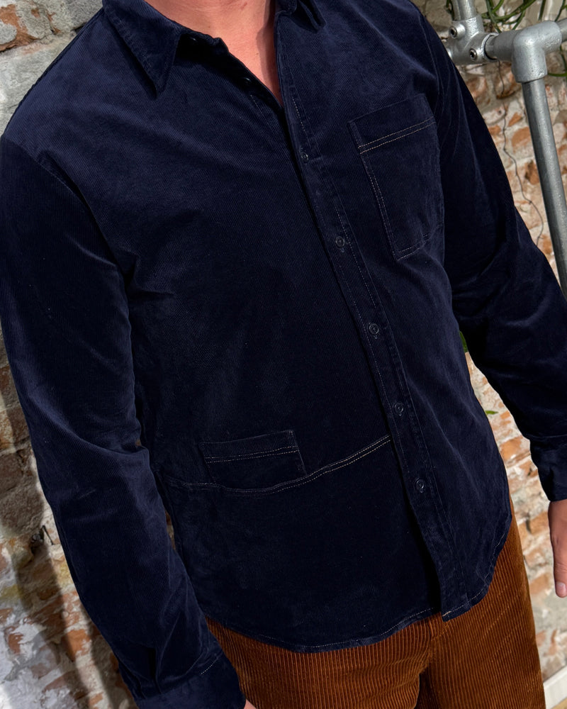 KOMODO micro corduroy overhemd OSCAR NAVY biologisch katoen