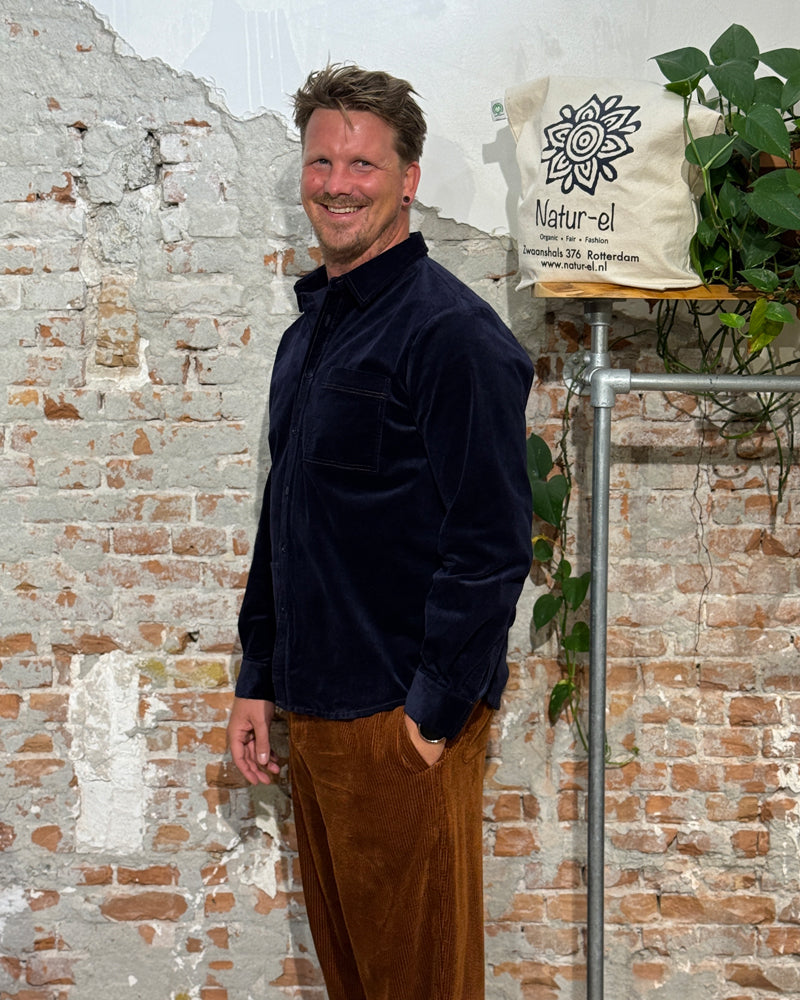 KOMODO micro corduroy overhemd OSCAR NAVY biologisch katoen