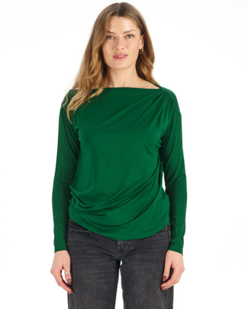 KOMODO top met plooien ETERNAL GREEN van modal