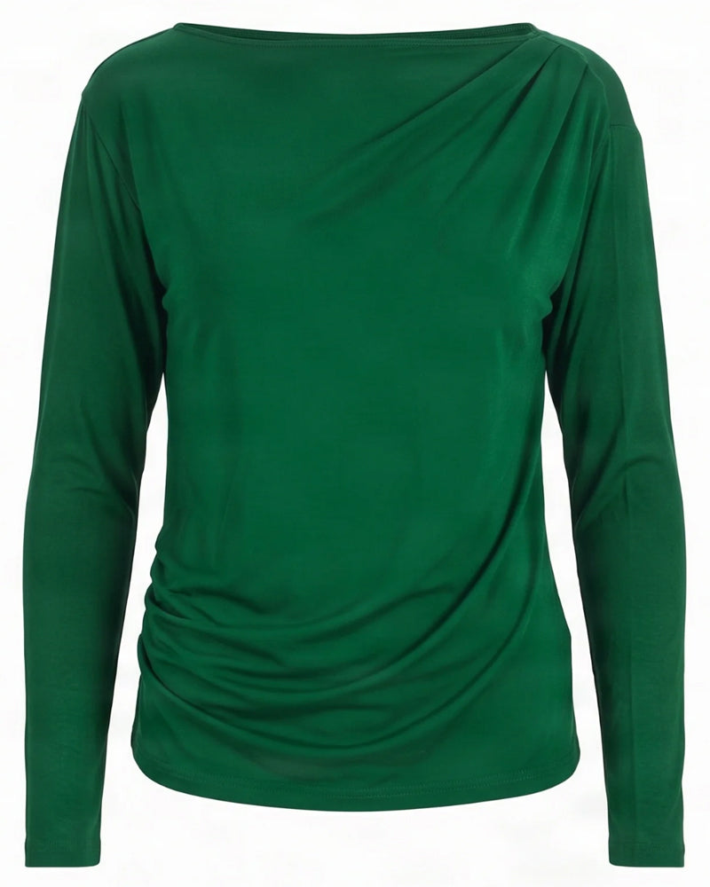 KOMODO top met plooien ETERNAL GREEN van modal