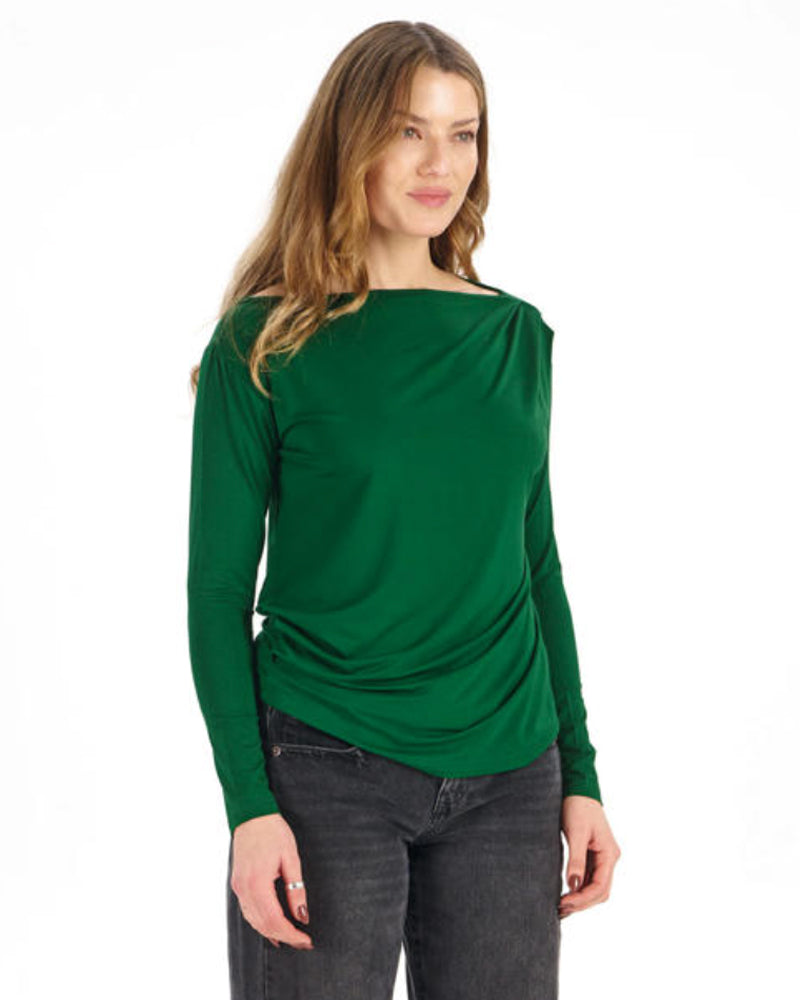KOMODO top met plooien ETERNAL GREEN van modal