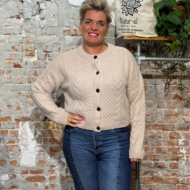 KOMODO wool cardigan CHARLIE SAND 100% lambswool