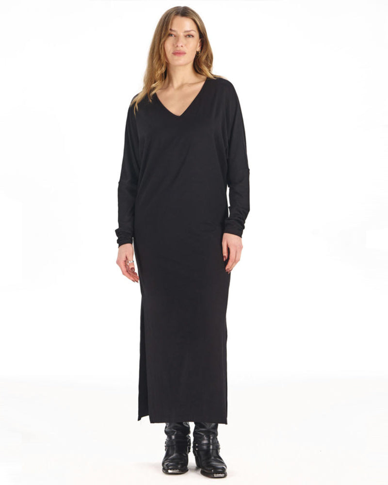 KOMODO lange v-hals jurk PRISCILLA BLACK van modal