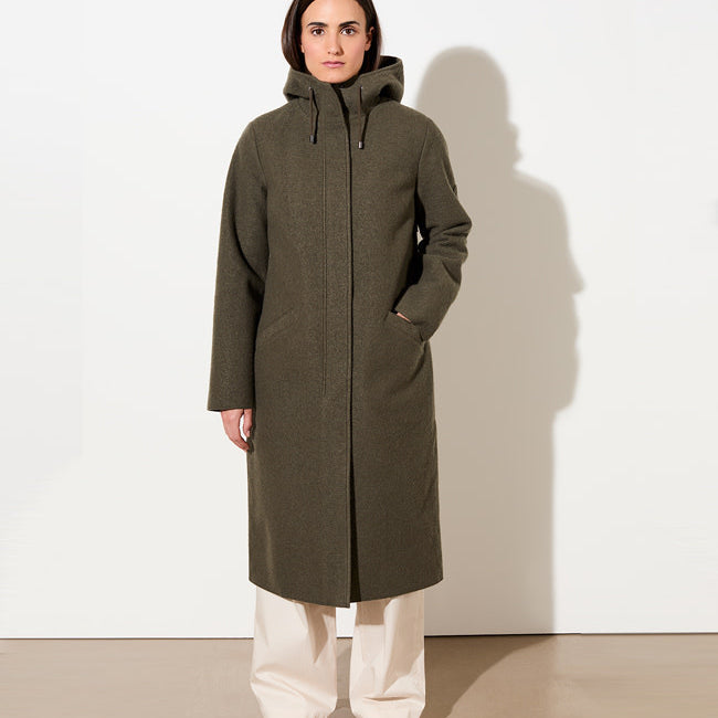 LANGERCHEN lange wollen trenchcoat MILPORT OLIVE