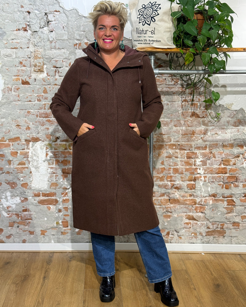 LANGERCHEN langer Woll-Trenchcoat MILPORT WALNUT