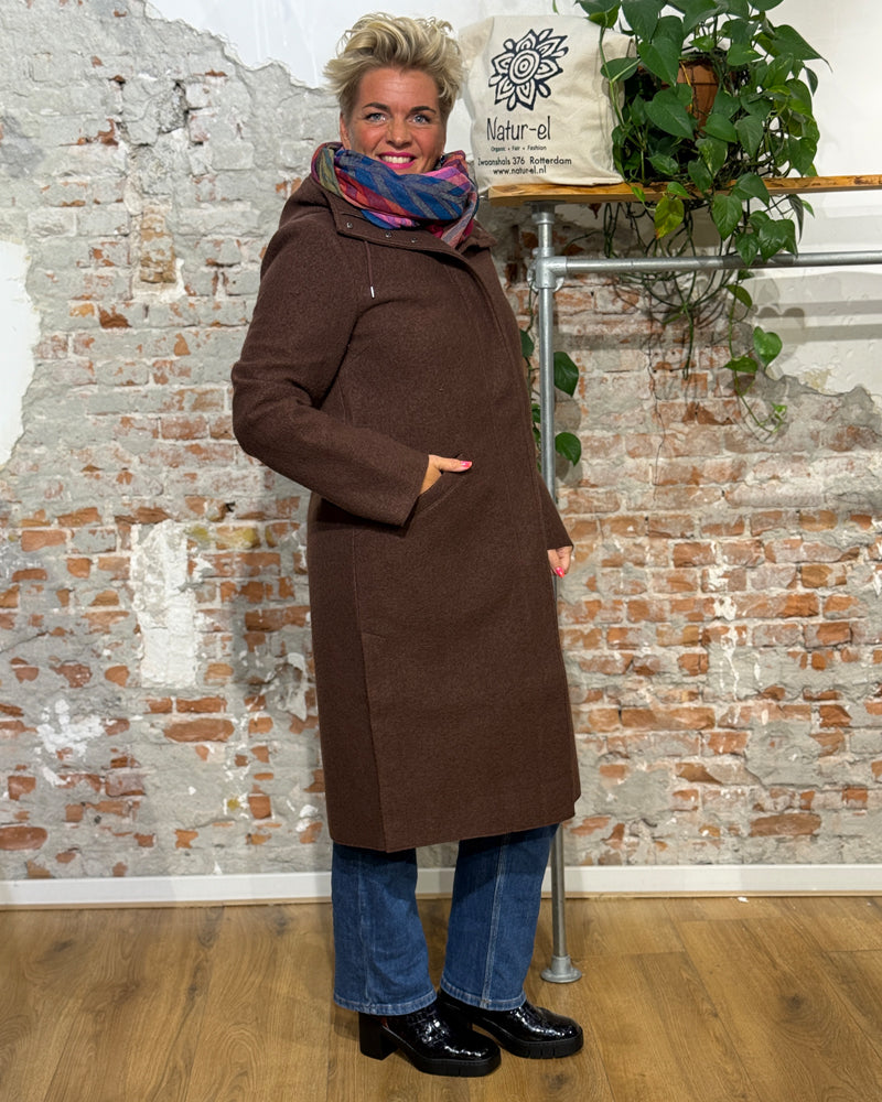 LANGERCHEN langer Woll-Trenchcoat MILPORT WALNUT