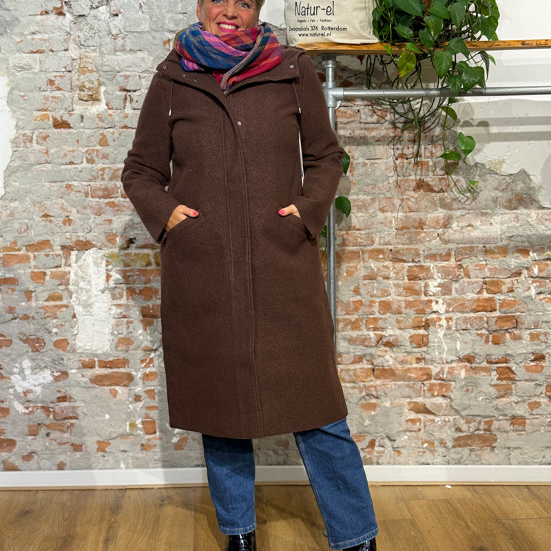 LANGERCHEN langer Woll-Trenchcoat MILPORT WALNUT