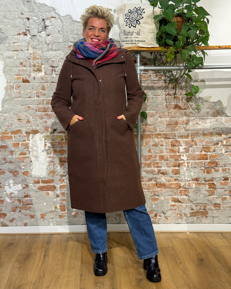 LANGERCHEN langer Woll-Trenchcoat MILPORT WALNUT