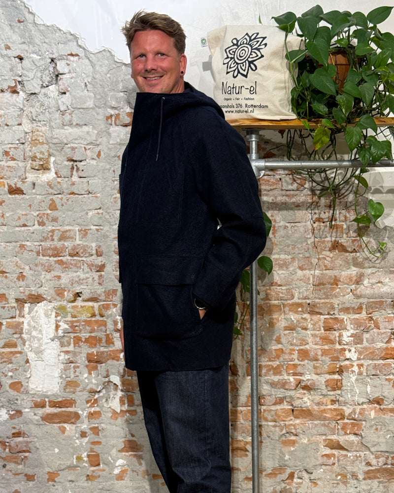 LANGERCHEN wollen parka jas voor heren DENIZ NIGHT