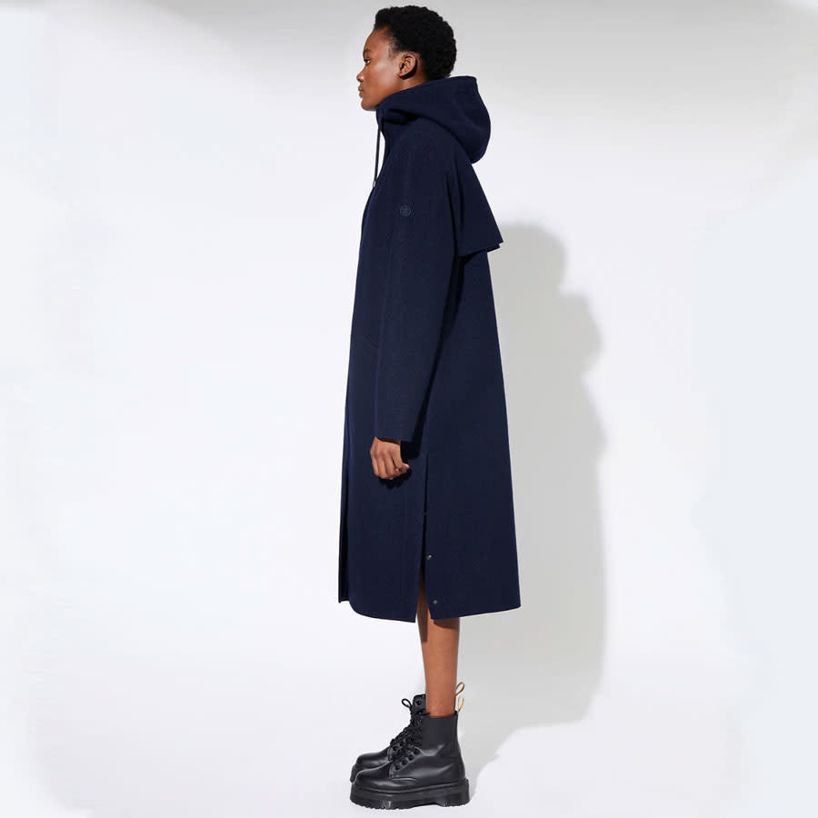 LANGERCHEN lange wollen trenchcoat MILPORT NAVY