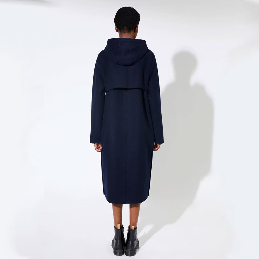 LANGERCHEN lange wollen trenchcoat MILPORT NAVY