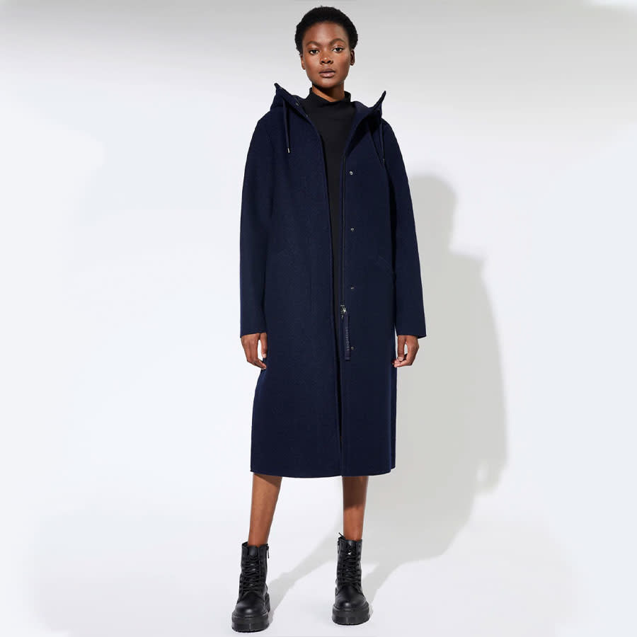 LANGERCHEN lange wollen trenchcoat MILPORT NAVY