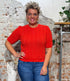 LANIUS trui met 3/4 mouw NINA AJOUR RED biologisch katoen