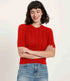 LANIUS trui met 3/4 mouw NINA AJOUR RED biologisch katoen