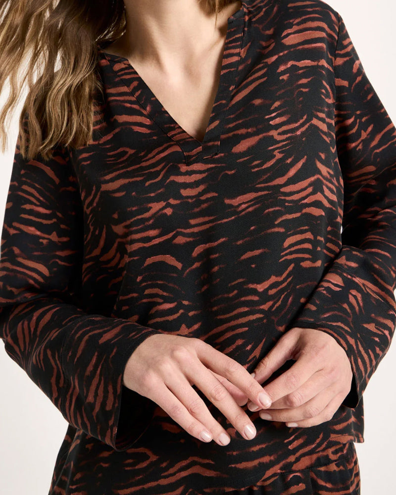LANIUS schlichte V-Ausschnitt Bluse NORE PURPLE aus Tencel