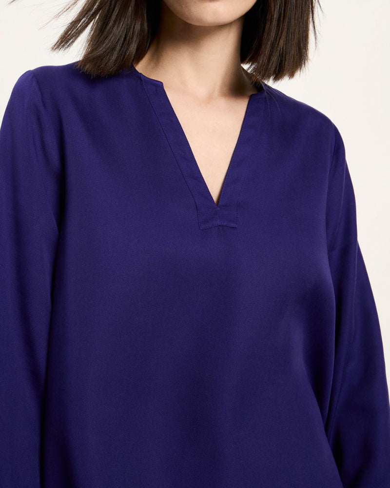 LANIUS schlichte V-Ausschnitt Bluse NORE PURPLE aus Tencel