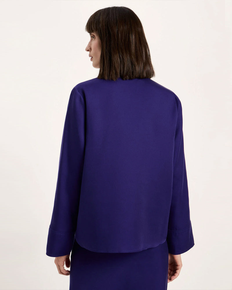 LANIUS schlichte V-Ausschnitt Bluse NORE PURPLE aus Tencel
