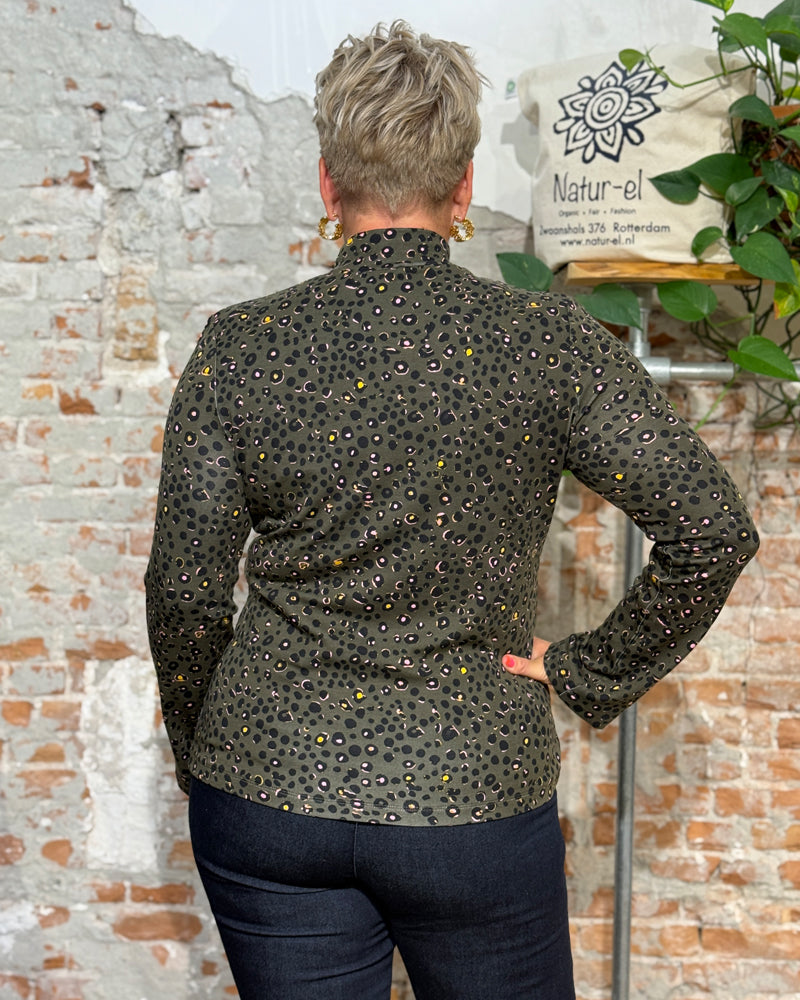 LANIUS Rollkragenpullover mit Print ROSA ANIMAL Tencel und Biobaumwolle