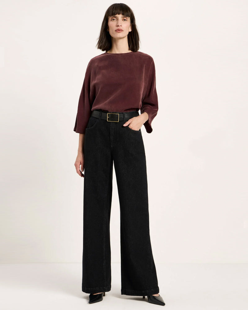 LANIUS V-Ausschnitt Bluse BARBRA LAPIS aus Bio-Leinen