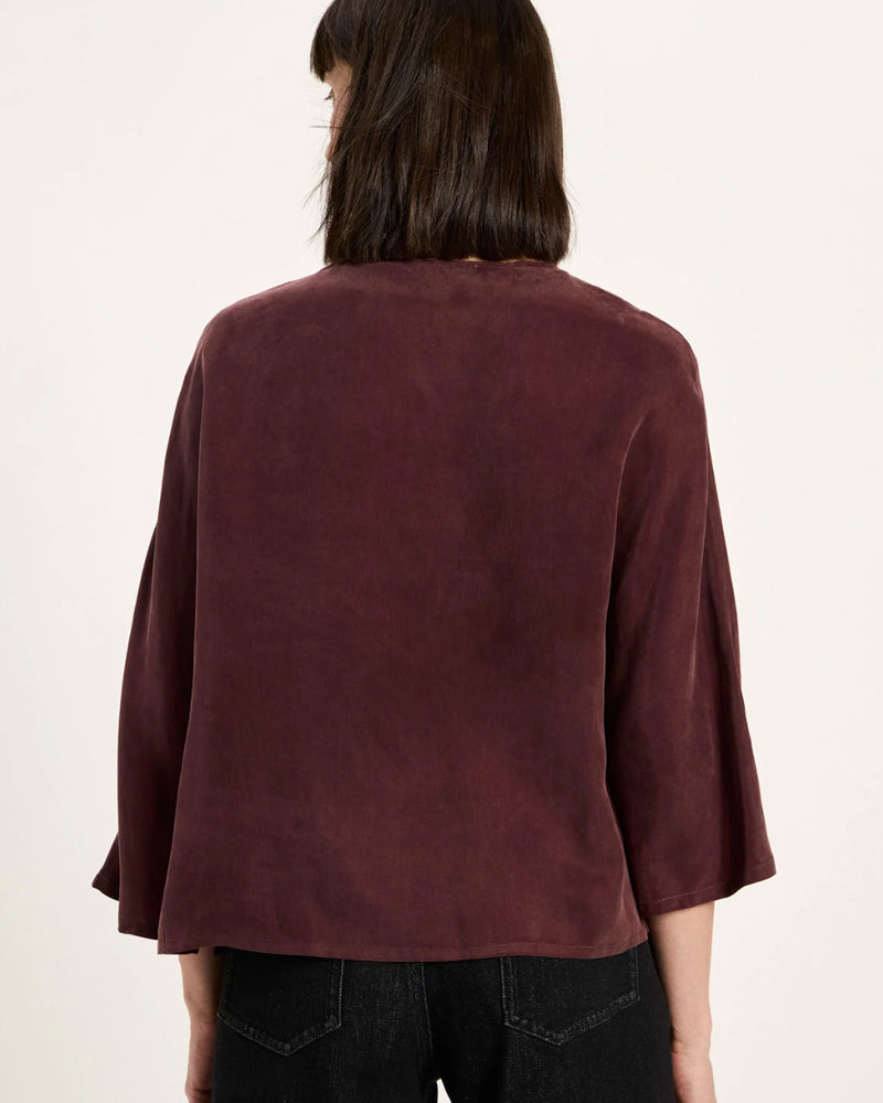 LANIUS V-Ausschnitt Bluse BARBRA LAPIS aus Bio-Leinen