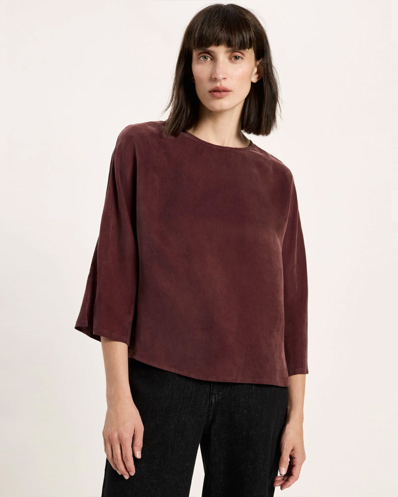 LANIUS V-Ausschnitt Bluse BARBRA LAPIS aus Bio-Leinen