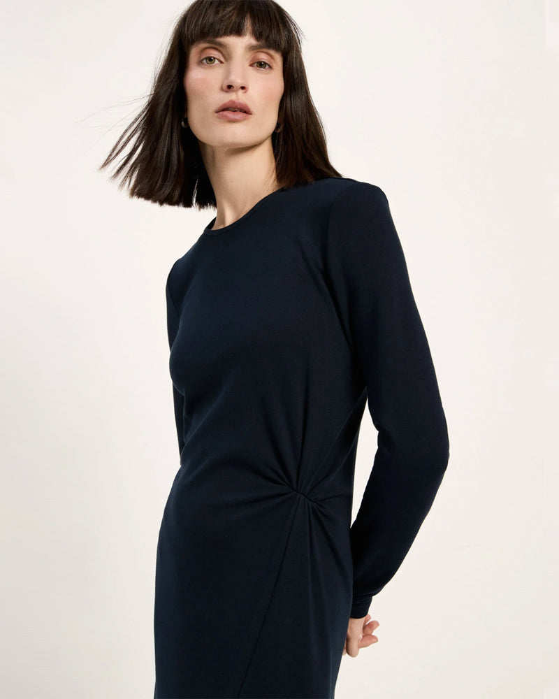 LANIUS effen jurk plooidetail TINA NIGHT tencel & bio katoen