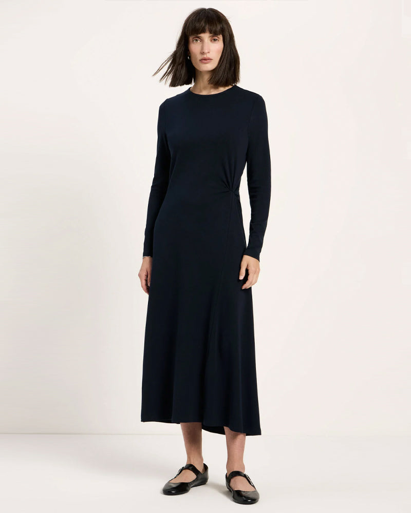 LANIUS effen jurk plooidetail TINA NIGHT tencel & bio katoen