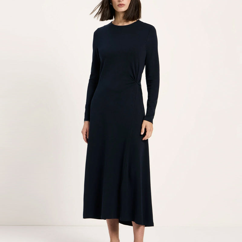LANIUS effen jurk plooidetail TINA NIGHT tencel & bio katoen