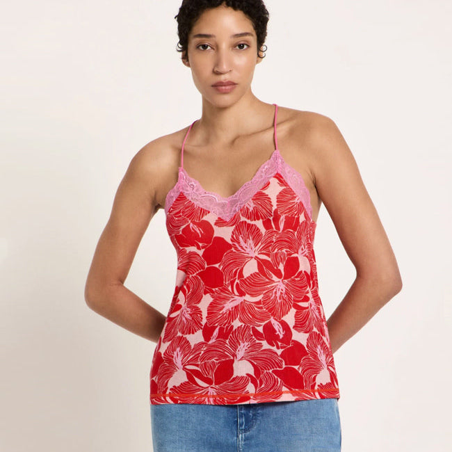 LANIUS hemd met kant JILA BLOOM tencel rib