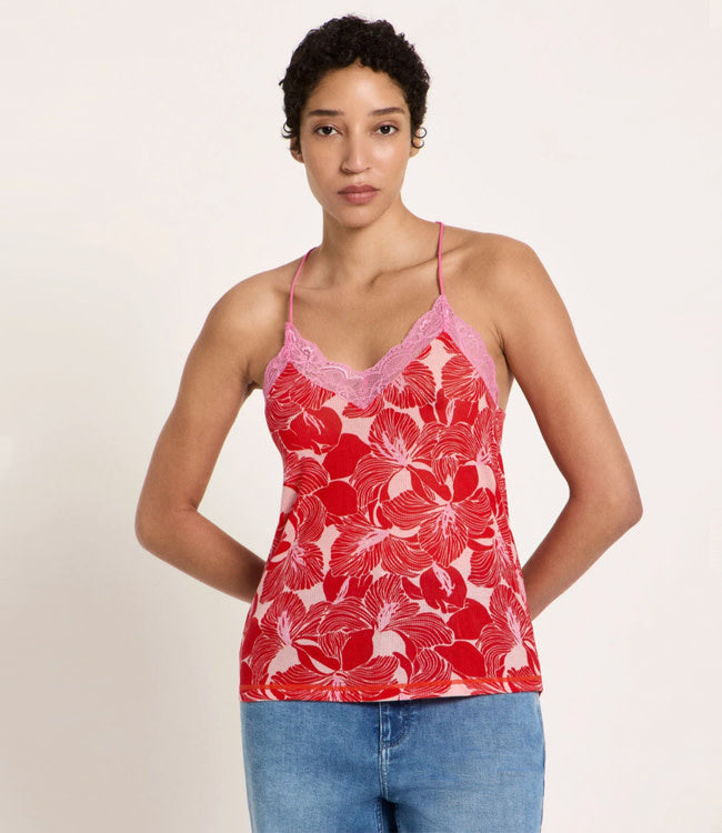 LANIUS hemd met kant JILA BLOOM tencel rib