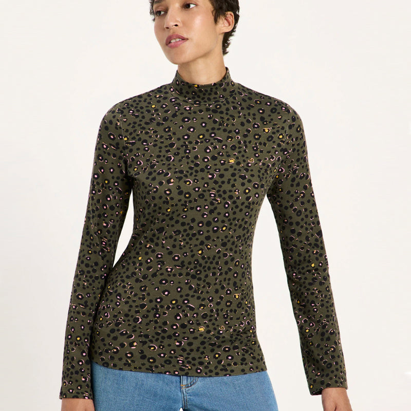 LANIUS Rollkragenpullover mit Print ROSA ANIMAL Tencel und Biobaumwolle
