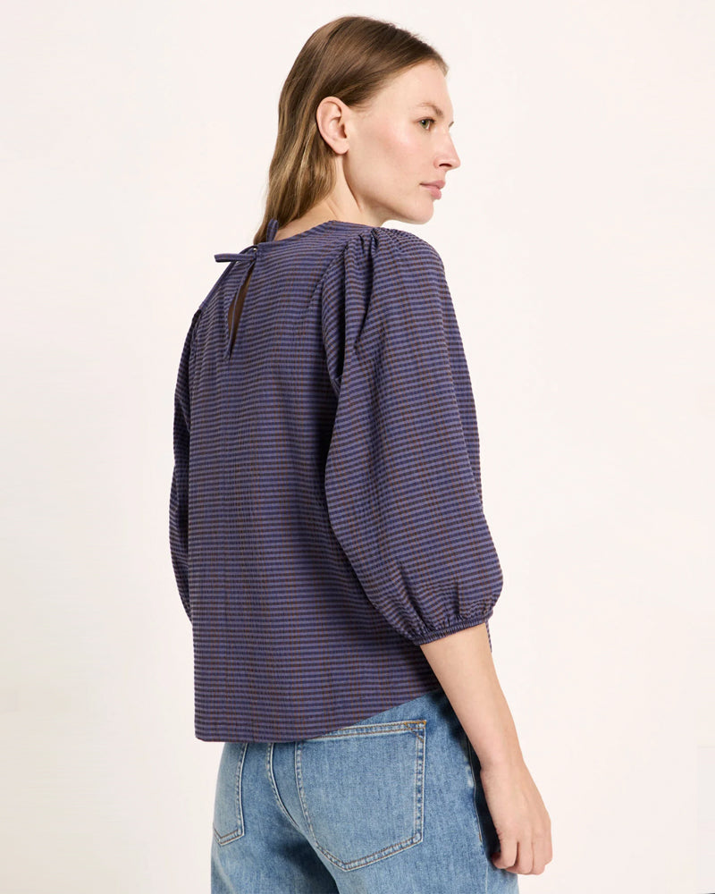 LANIUS V-Ausschnitt Bluse ONYX BLOOM aus Bio-Baumwolle