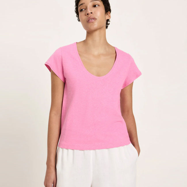 LANIUS hennep shirt RONJA ROZE met diepe hals