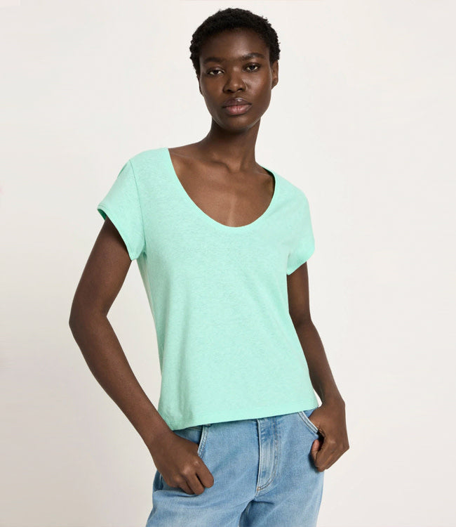 LANIUS hennep shirt RONJA MINT met diepe hals