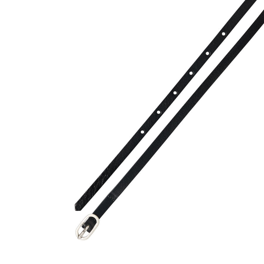 LANIUS smalle riem van plantaardig gelooid leer BLACK