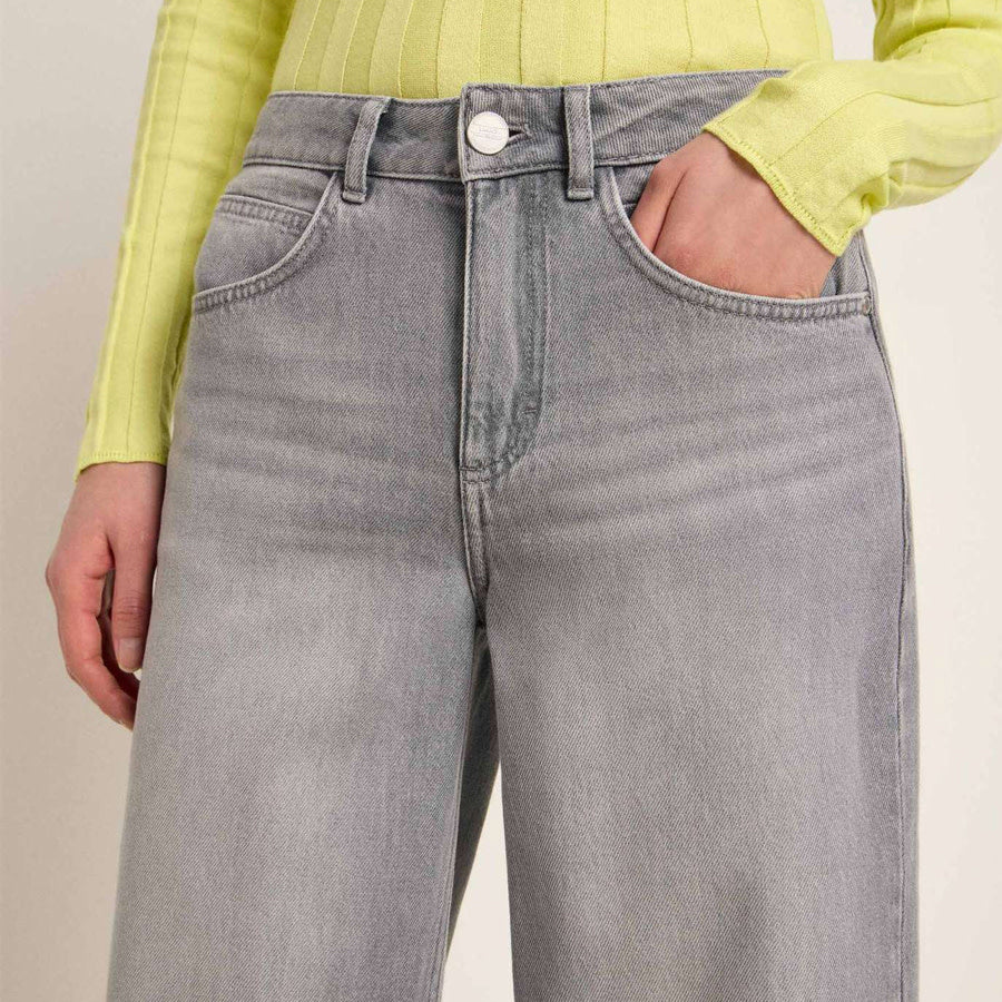 LANIUS mid waist spijkerbroek RIFKA GREY met wijde pijpen