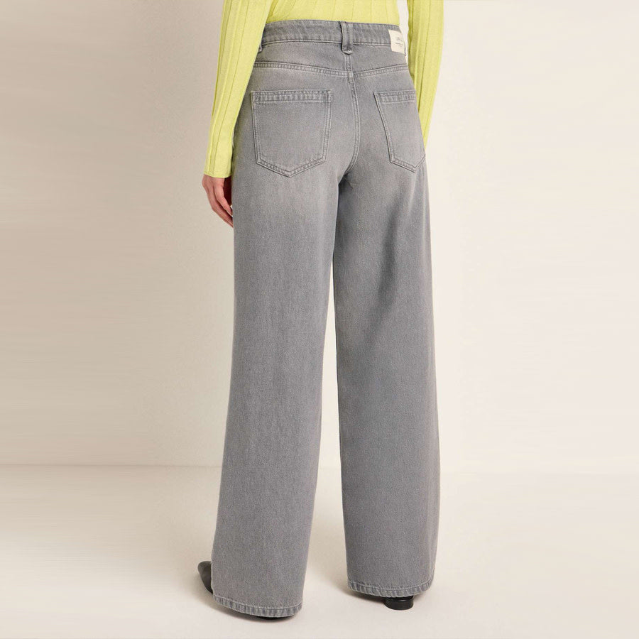 LANIUS mid waist spijkerbroek RIFKA GREY met wijde pijpen
