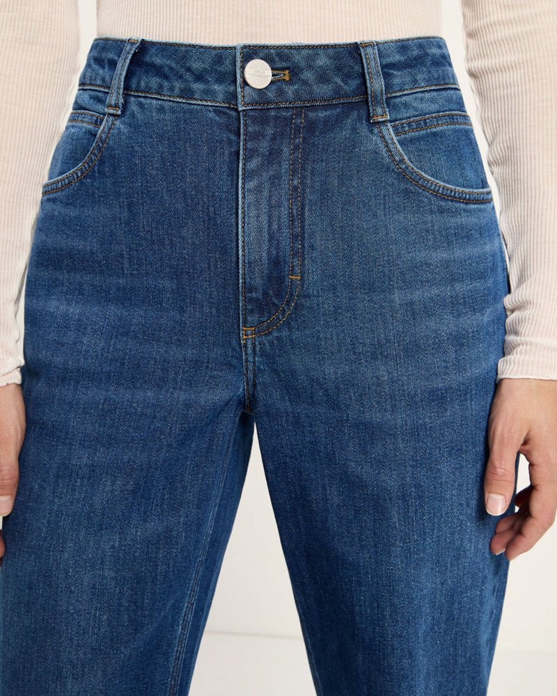LANIUS rechte jeans SAGE ROYAL BLUE van biologisch katoen