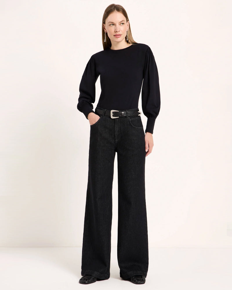 LANIUS wide jeans SALT BLACK biologisch katoen
