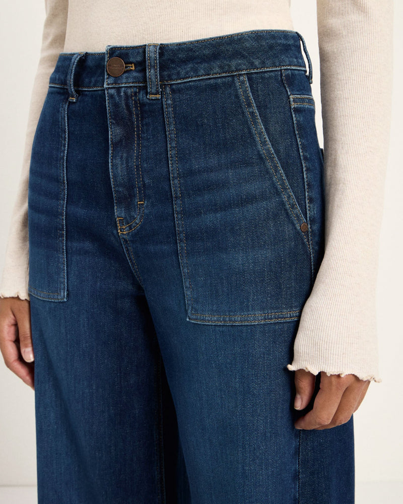 LANIUS wide jeans TIDE DARK BLUE biologisch katoen